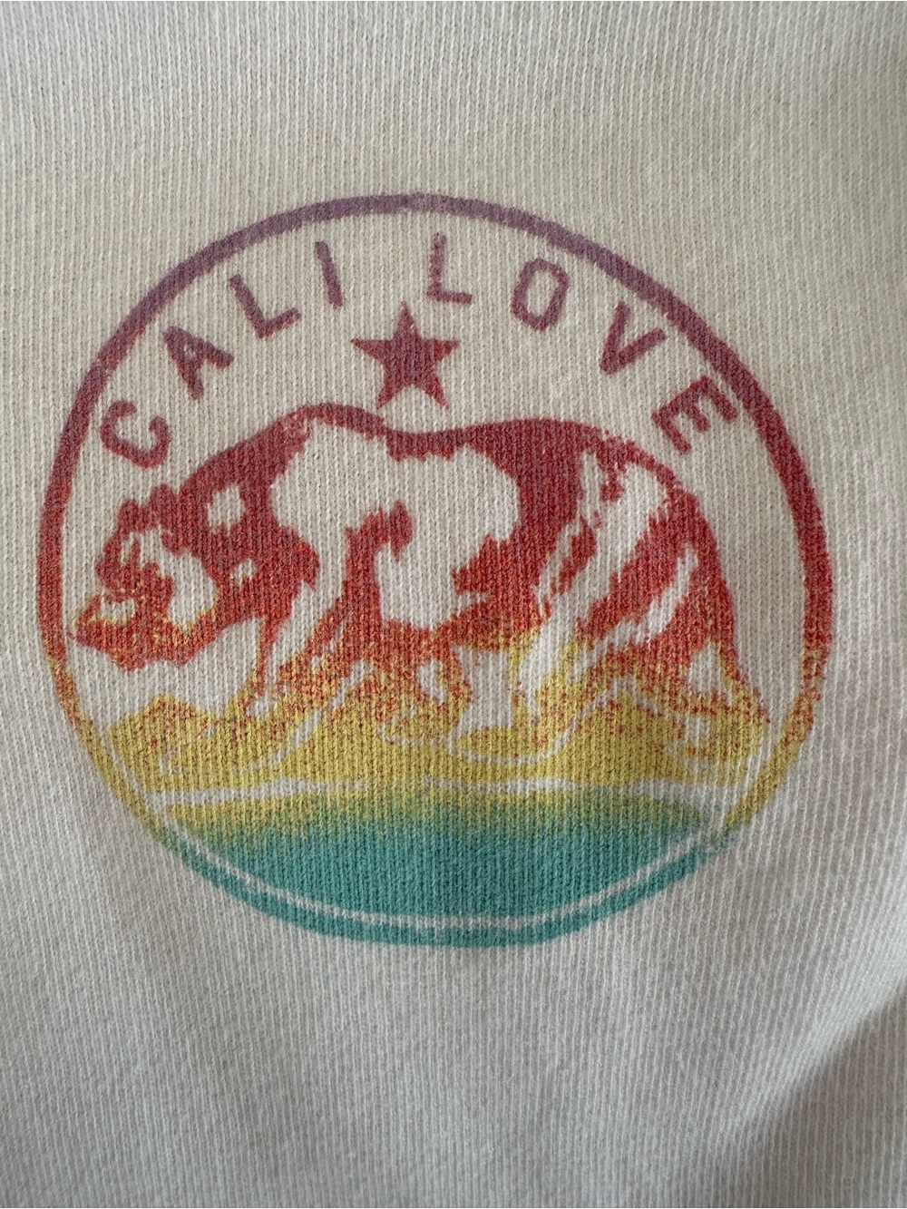 Billabong Sweatshirt Graphic Crewneck Women’s L White California Rainbow Pastel